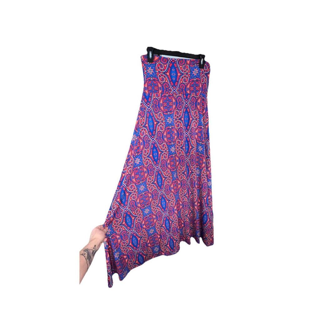 LuLaRoe Spirograph Multicolor Geometric High Waist Stretch Boho Maxi Skirt Small